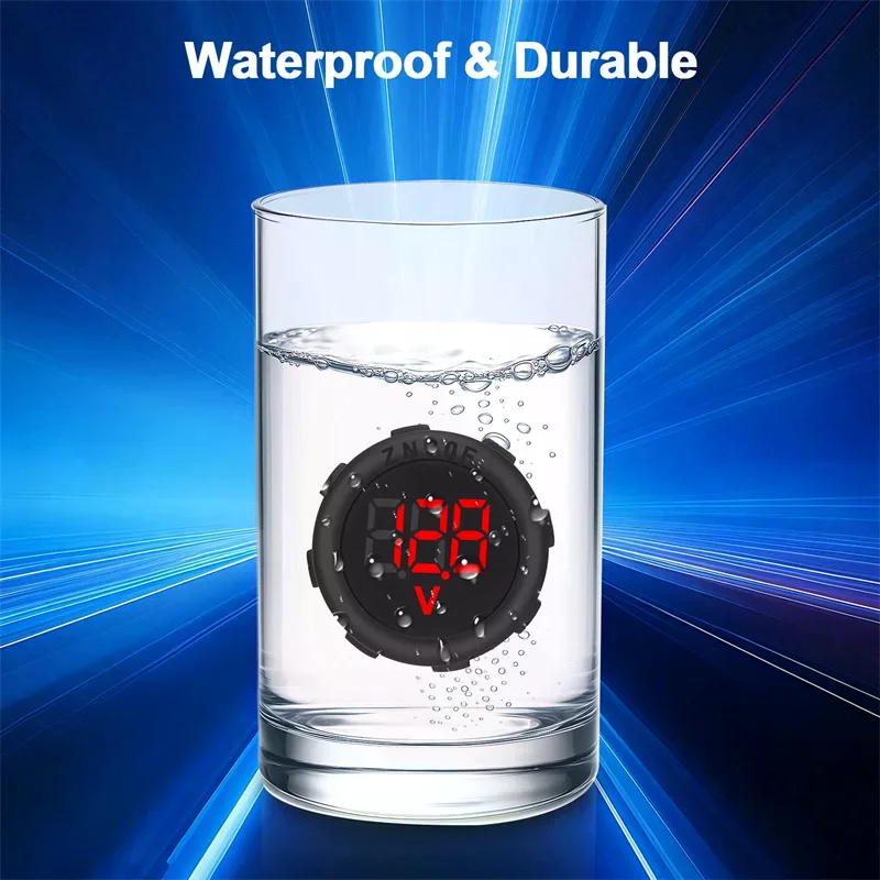 DC 4-100V LED 디지털 디스플레이 원형 2선식 전압계 DC 디지털 전압계 헤드 디스플레이 역방향 연결 보호