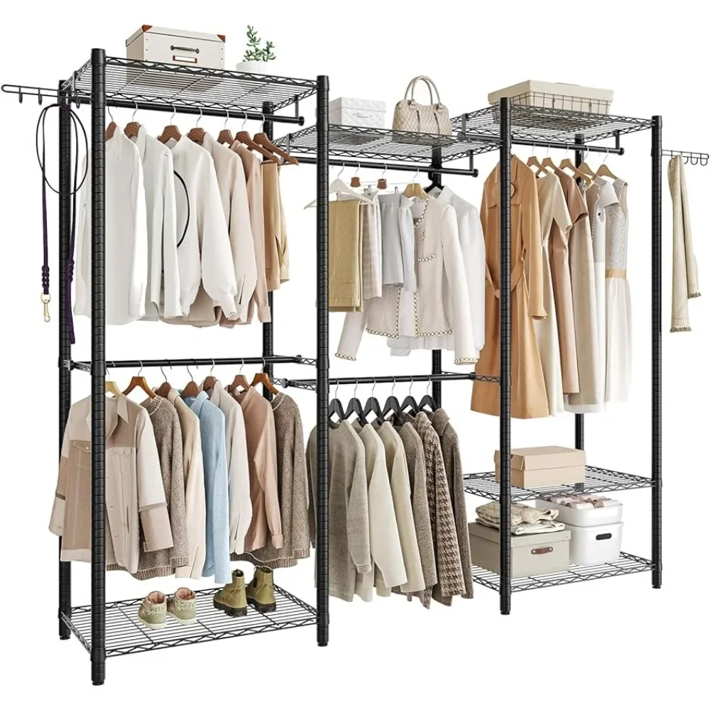 Kleding Droogrek Vrijstaande 6-Tier Kast Organizer Draagbare Hanger Max Belasting 800 Lb Multi-Functionele Slaapkamer Kledingrek