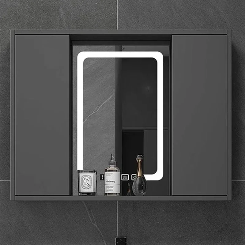c13-Wall Mounted Simple Smart Bathroom Cabinets Push-pull Vanity Storage Bathroom Mirror Cabinet Shelf Furniture Armario Bano C
