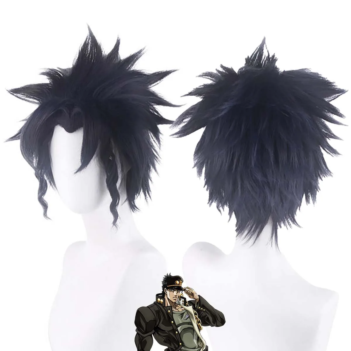 Peluca de cosplay de Kojo Jotaro de Jojo's Bizarre Adventure Parte 3 para hombre