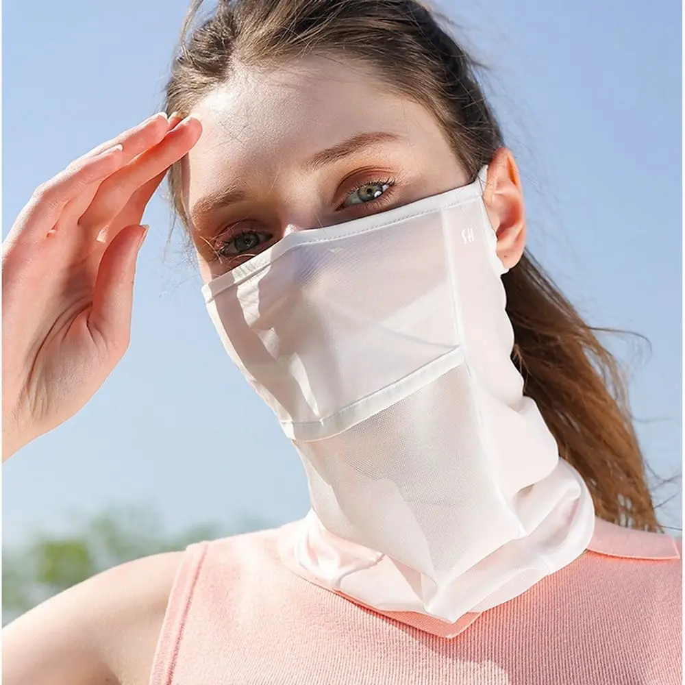 Hiking Summer Face Scarves Outdoor Bib Golf Fishing UV Protection Face Cover Ice Silk Mask Neck Wrap Cover Sunscreen Face Scarf