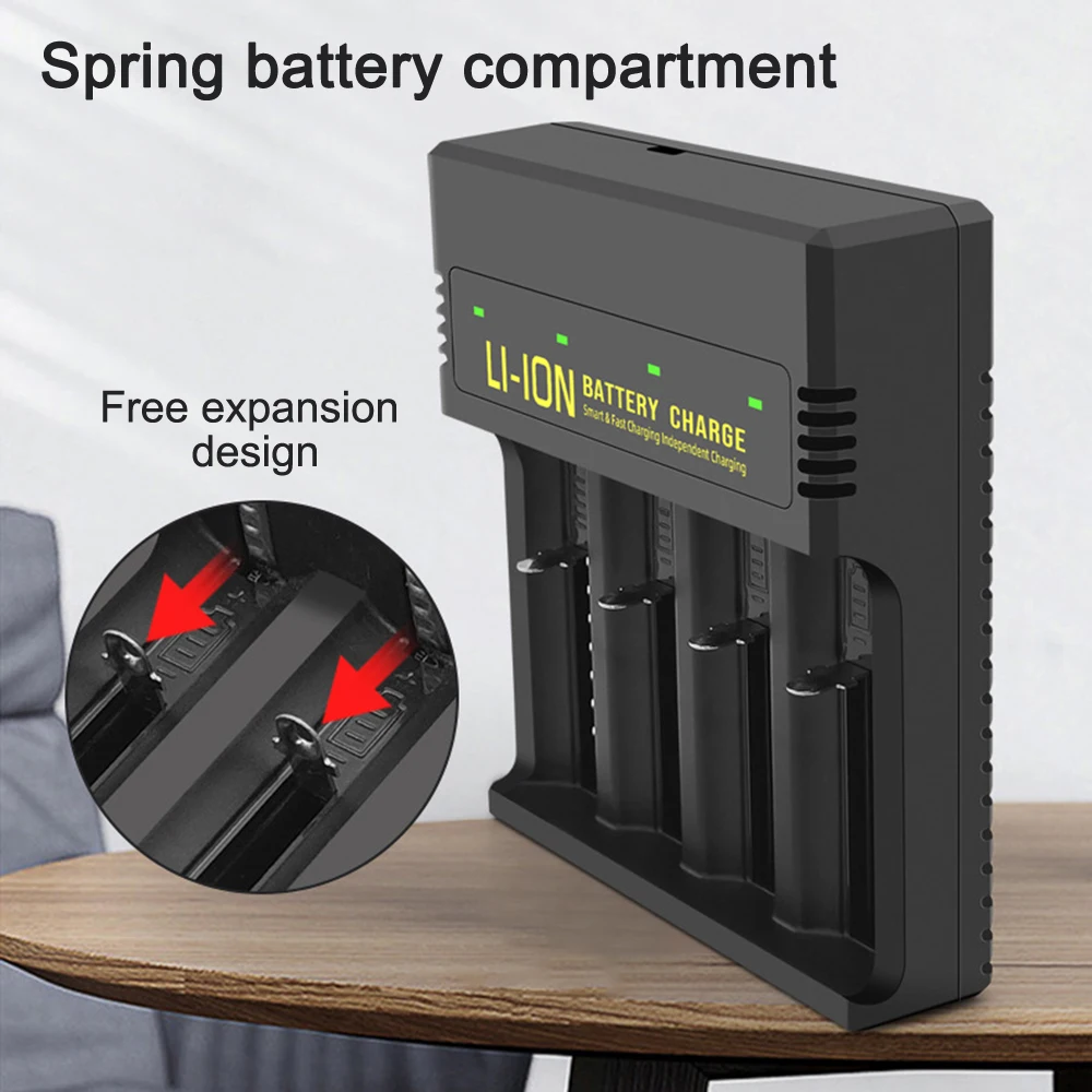 18650 Battery Charger 1/2/4 Slot Type-C Portable Battery Charger 4.2V Rechargeable Lithium Charger Adapter For 18650 16340 14500