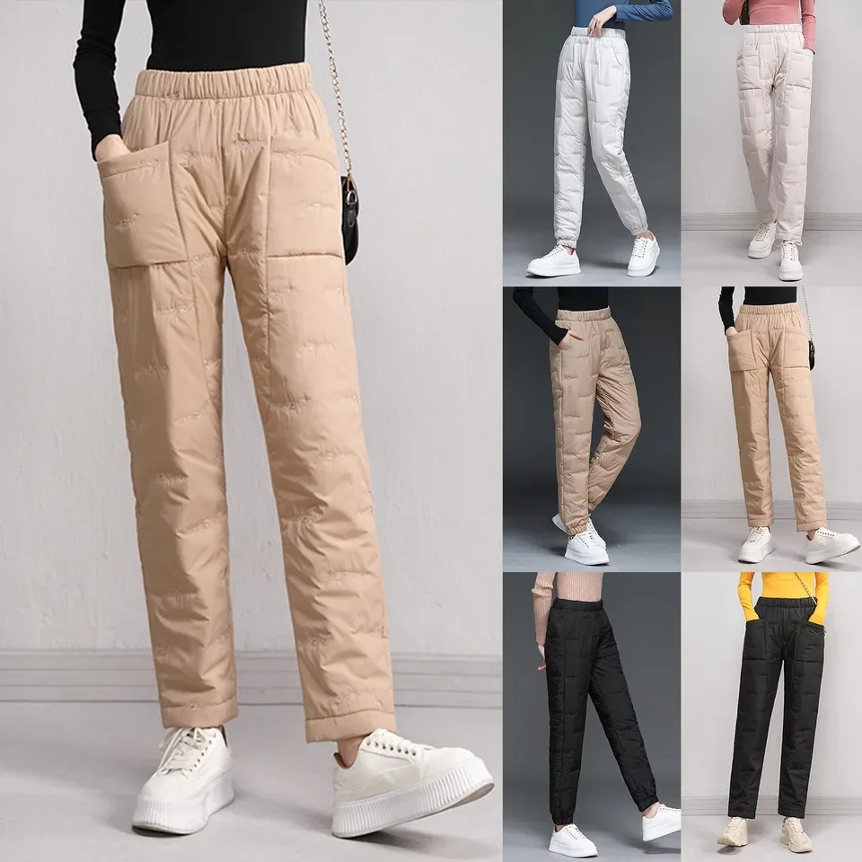 Winter Autumn Straight Leg Trouser Loose Slim Plus Size Thermal Pants Light Down Cotton Trousers For Women Clothing Жіночі штани