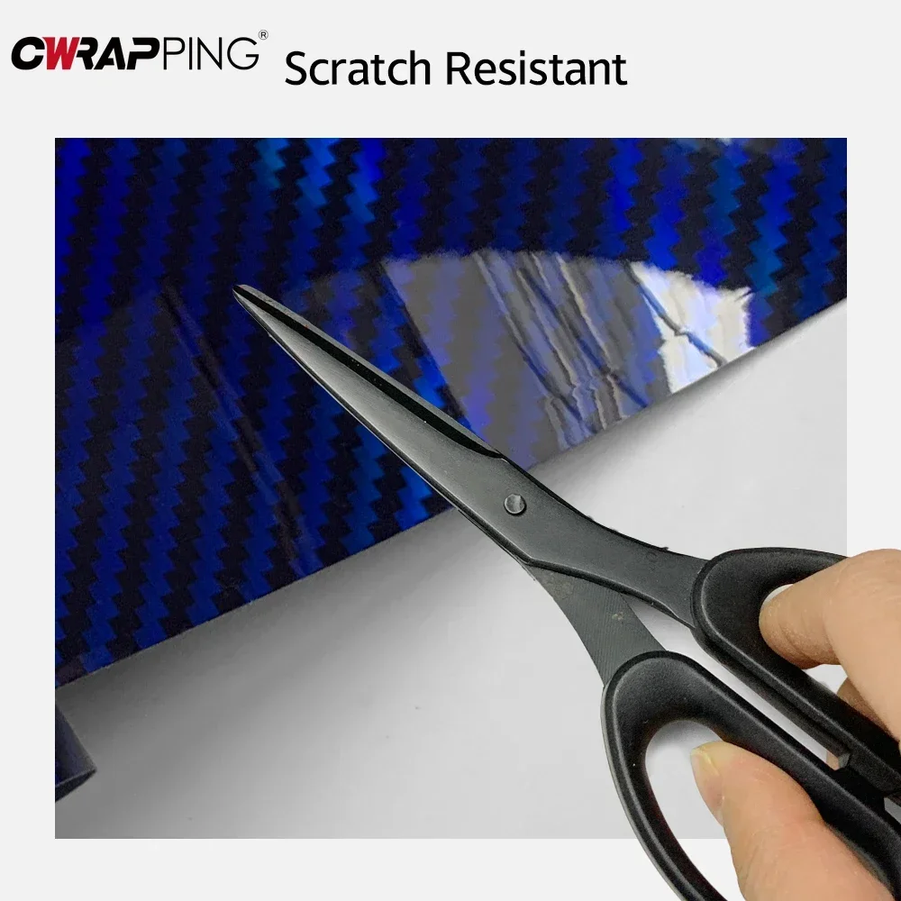 Carbon Fiber Vinyl Film DIY Wrapped High Gloss Laser Blue Waterproof Scratch-resistant Film Motorcycle Body Accessories Stickers