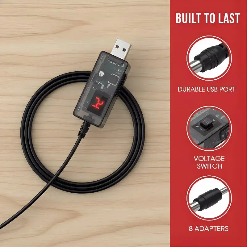 USB Power Boost Line Boost Converter With Indicator Light Dc 5V To Dc 9V/12V Step Up Module 1M USB Adapter Cable 2.1x5.5mm Plug