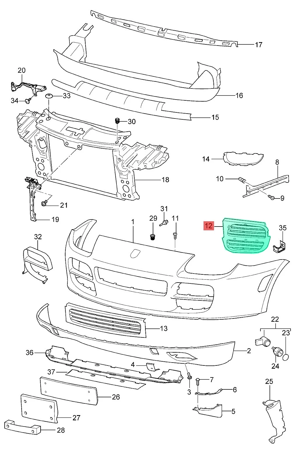 95550568100 95550568200 Front bumper grille for Porsche Cayenne 9PA1 2002 2003 2004 2005 2006