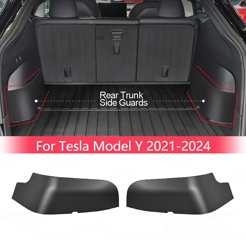 For Tesla Model Y Trunk Side Guards TPE Rear Trunk Anti-kick Pad Plate Cargo Area Carpeted Side Walls Protection Cover 2021-2024 