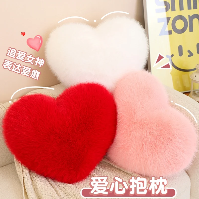 Cuscino Peluche a Forma di Cuore 40cm, Giocattolo Morbido per Bambini, Cuscino Decorativo per Divano e Letto, Regalo di Natale per Ragazze