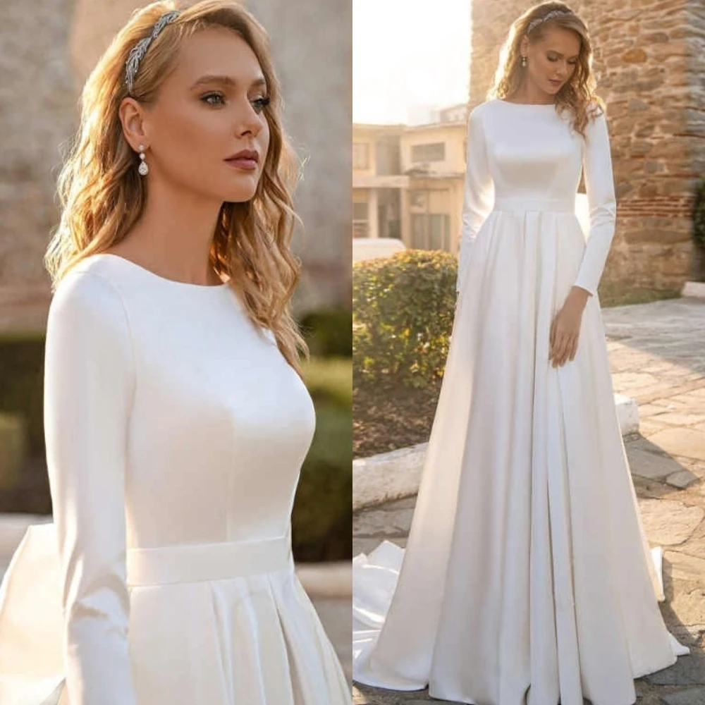 Customized White Satin Delicate 2025Wedding Dress Exquisite A-Line Formal Formal Fashion Bridal Party Temperament Bridal Gowns