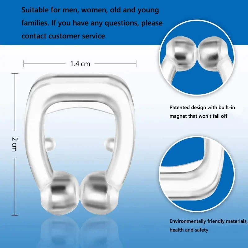 Magnetisches Anti-Schnarch-Gerät, stoppt das Schnarchen, Nasenklammer, einfaches Atmen, verbessert die Schlafhilfe, Apnoe-Schutz, Nachtgerät mit Etui, 1/2/4/6 Stück