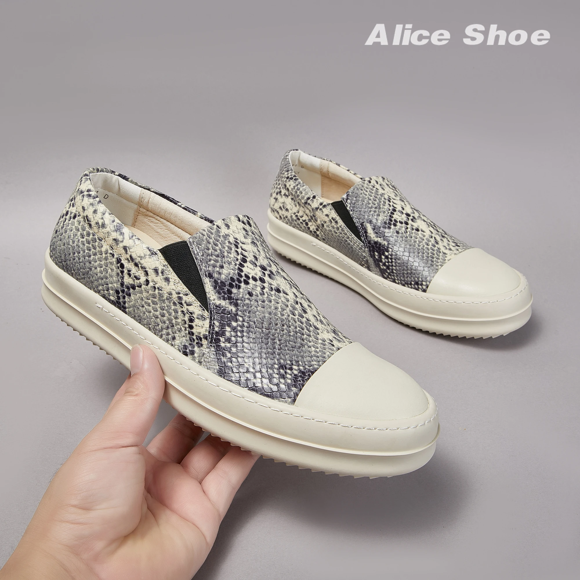 Rome Slip-on Men Sneaker Casual Low Top Women Shoe Quality Python Pattern New Fashion Designer Leather Luxury Platform Trainer