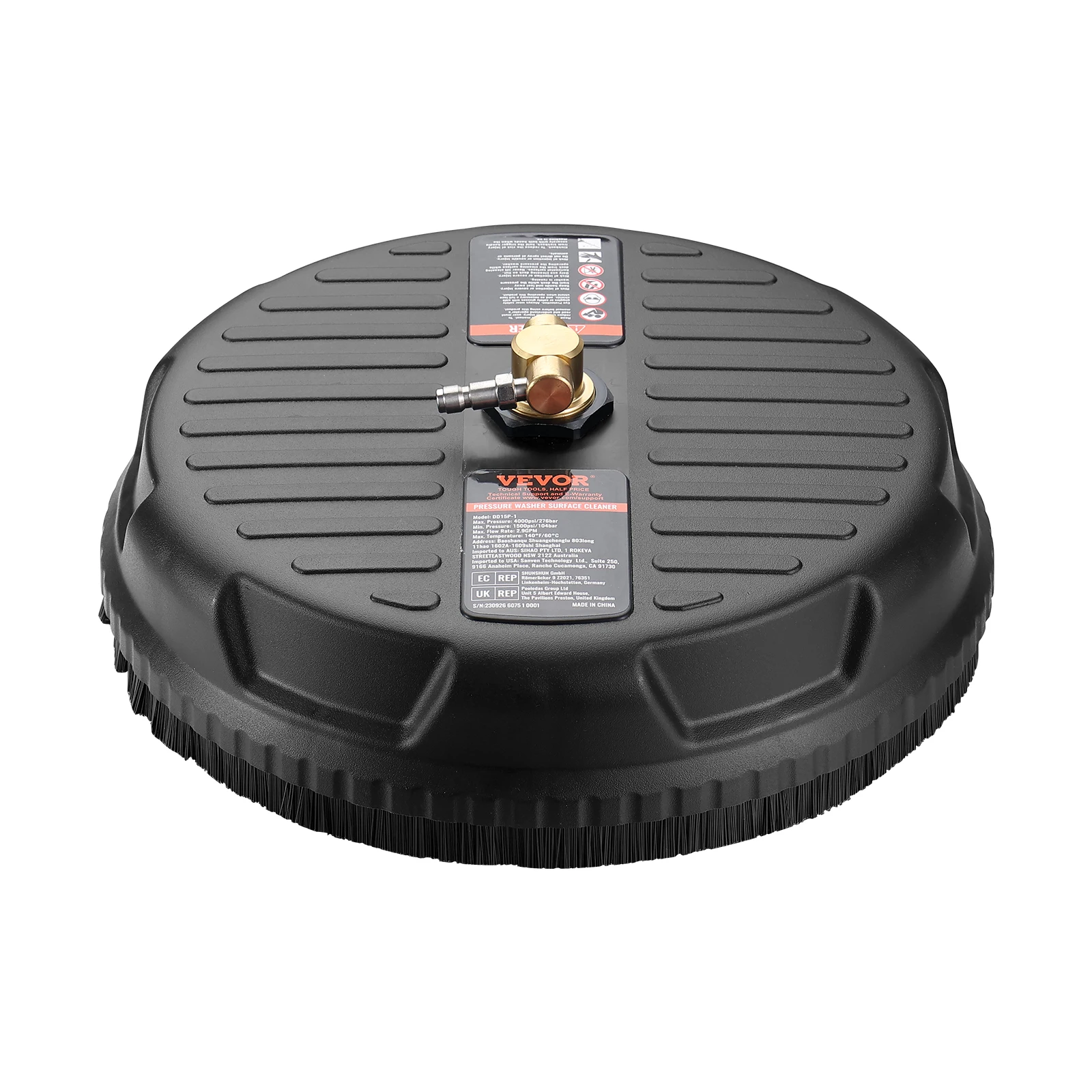 VEVOR Universal 15inch Pressure Washer Surface Cleaner 4000 Max PSI Quick Connector For Floor Driveway Patio Sidewalk