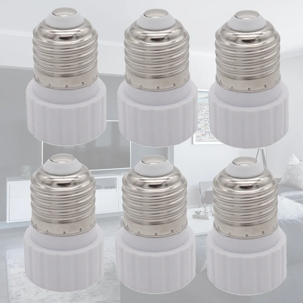 6 قطع E27 حامل مصباح إلى محول محول ممتاز لا يوجد أداة تركيب لتركيبات إضاءة الهالوجين LED باللون الأبيض
