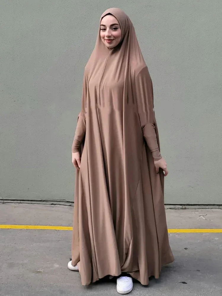 Vestido musulmán con capucha Eid para mujer, prenda de oración Abaya larga Khimar, cubierta completa, vestido de Ramadán, Abayas, ropa islámica,