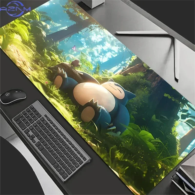 Pokemon Snorlax Large Table Carpet Gaming Mouse Pad, Non-slip Rubber Desk Mat Waterproof Computer Keyboard Gamer Desktop Decor