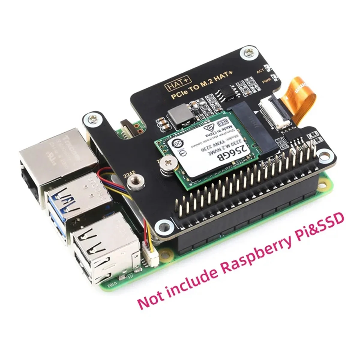 GFR5-Para Raspberry Pi 5 PCIe a M.2 HAT NVME Placa de expansión de alta velocidad