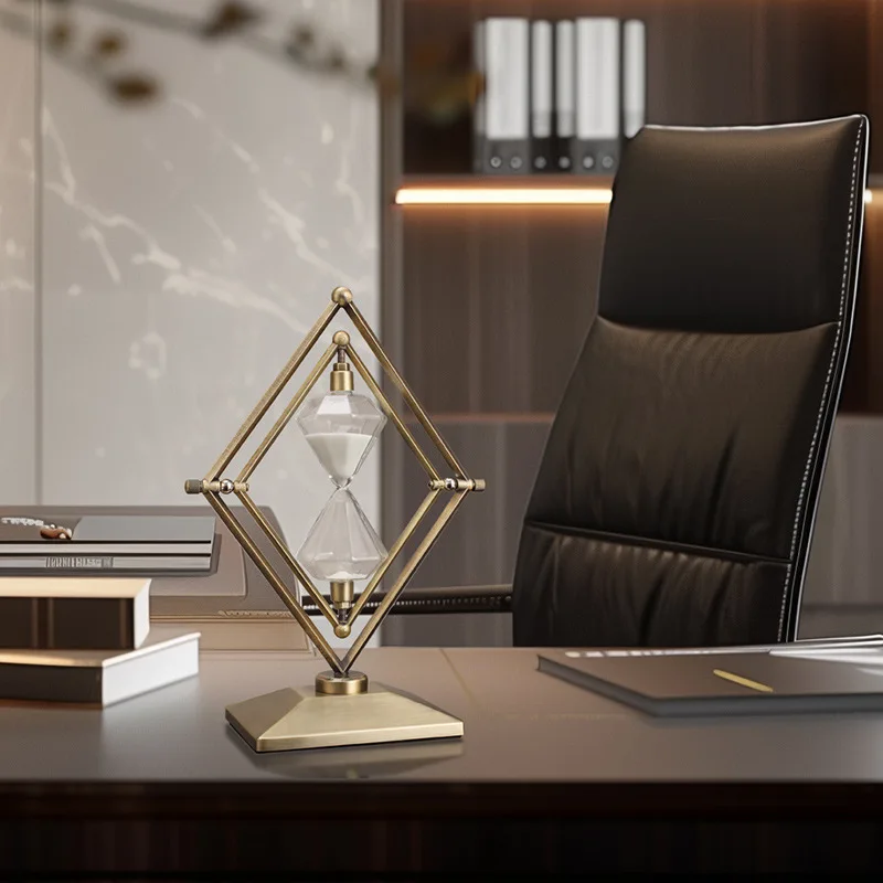 Light luxury modern geometric hourglass timer ornament, 30-minute time desk decoration