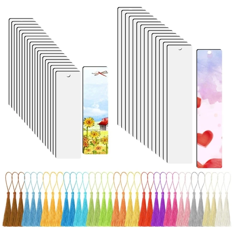 

Sublimation Blank Bookmarks Handmade Bookmarks with Tassel Gift-Card for DIY Project Present Tag Sublimation Accessories