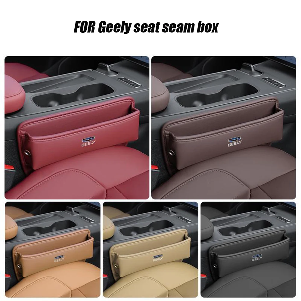 For Geely Tugella Atlas Accessories Leather Car Central Console Seat Slit Storage Box paper bag Organizer Storage Knapsack Trim