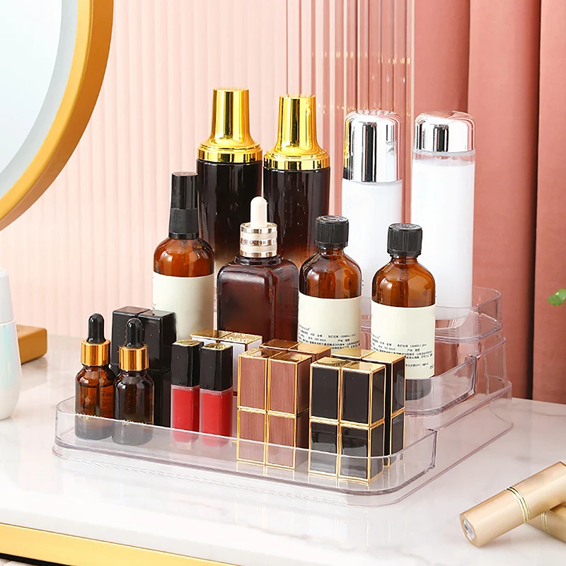 3 Tier Desktop Perfume Shelf PET Cosmetic Perfume Storage Rack Doll Display Stand Kitchen Seasoning Organizer