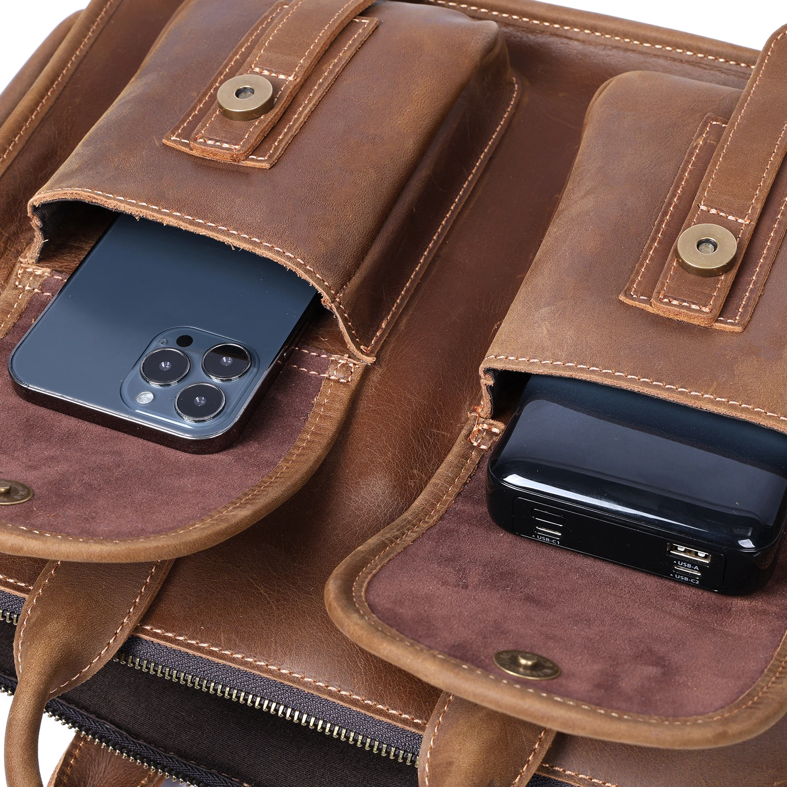 S.WORKER Vintage Echtleder Herren-Aktentasche 14" Laptop-Tasche Crazy Horse Leder Messenger-Handtasche Rindsleder Geschenkidee für Männer – Detail 37