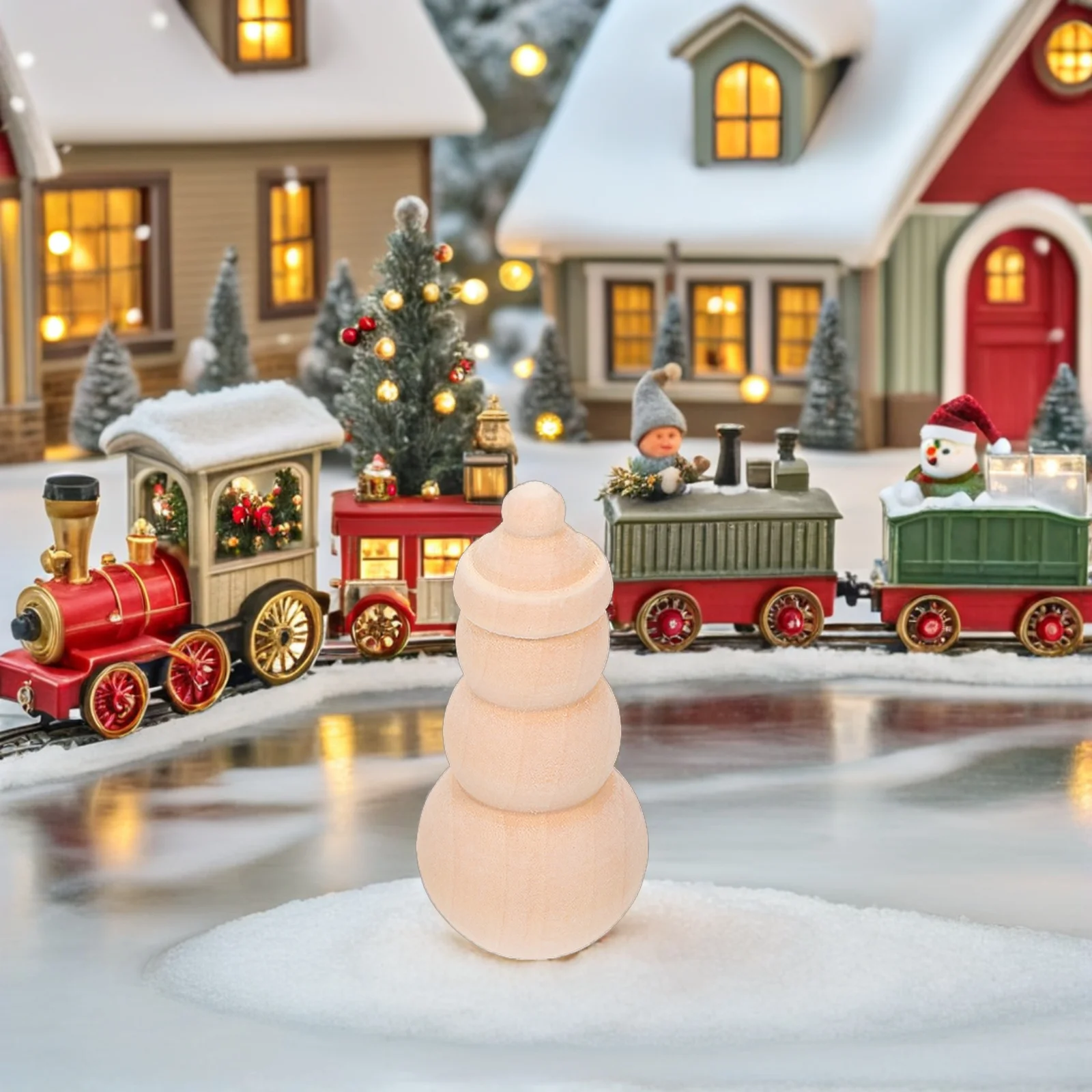 

10pcs Christmas Handmade Wooden Snowman Peg Mini Unfinished Figurines DIY Craft Decor for Holiday Adults