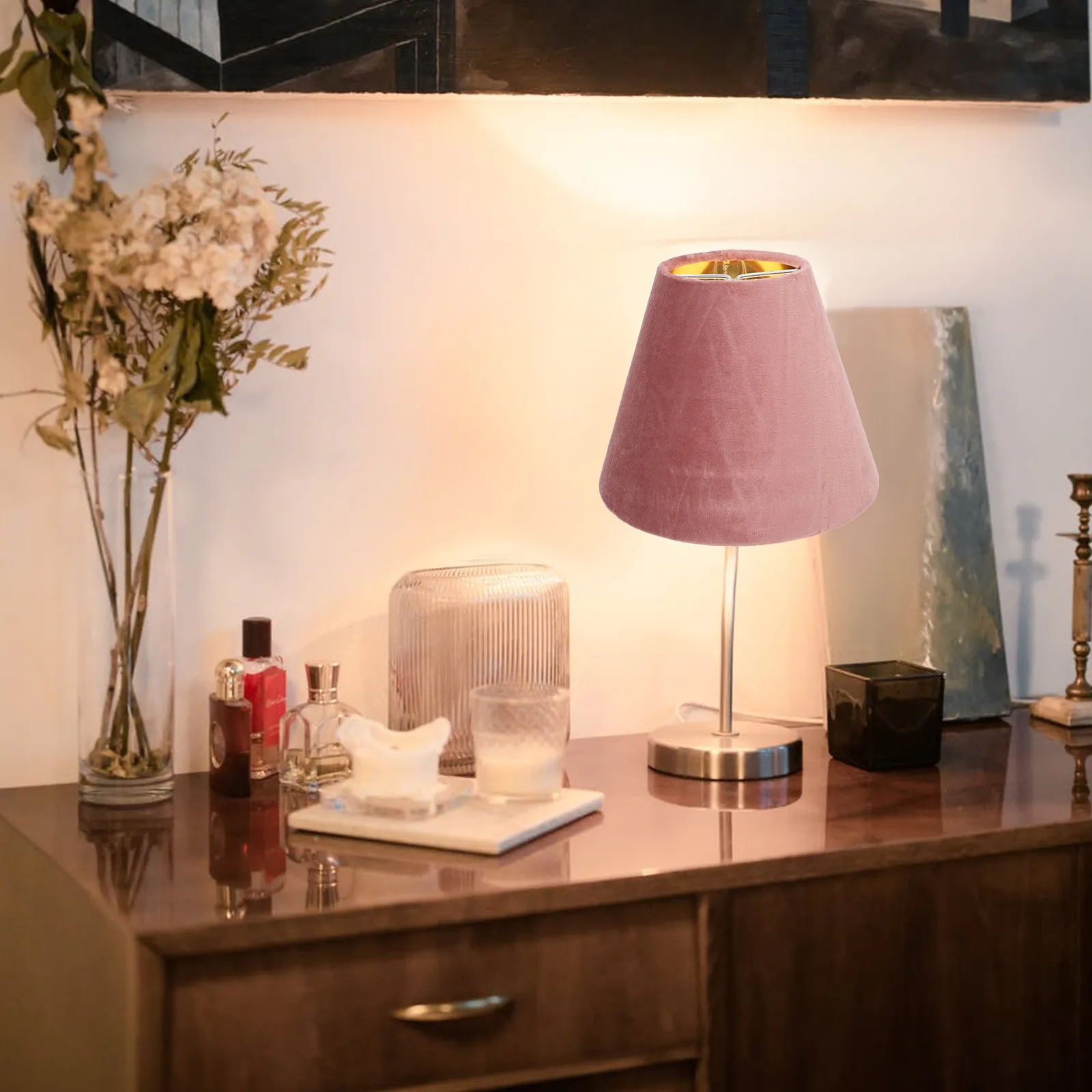 Cloth Art Lampshade for Table Lamp Desk Lamp E27 Socket Sturdy Iron Frame Elegant Simple Design Eye-Friendly Light Diffuser Home