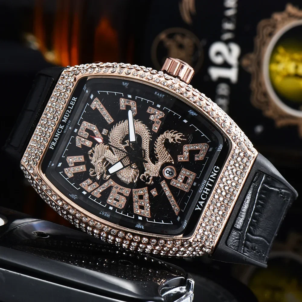 Sale New FRANCK MULLER Brand Geneva Watches For Mens High Quality Multifunction Full Diamond WristWatch Business Sport AAA Clock