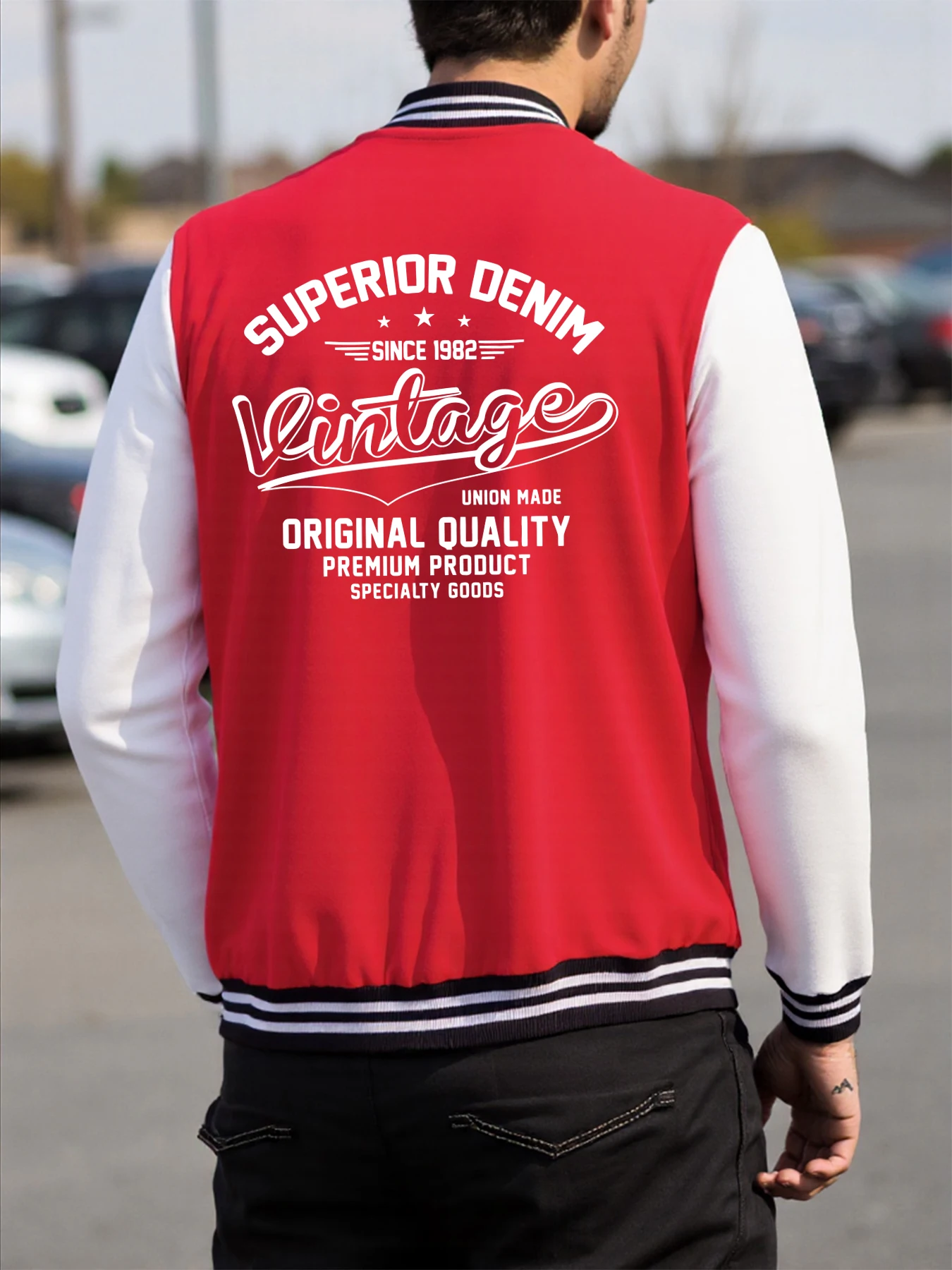 

Superior Denim Since 1982 Printing Jackets Men Fashion Pullover Clothes Cartoons Hip Hop Menswear Casual Unisex Baseball Jersey