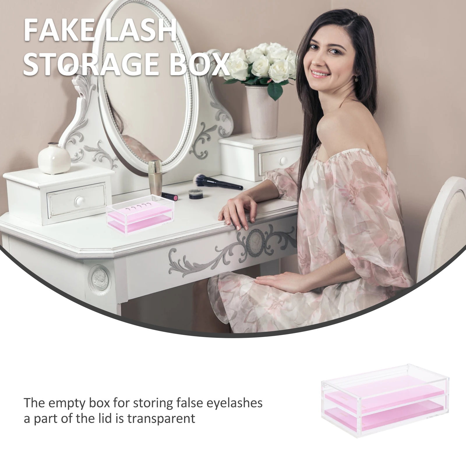 

Fine Workmanship Acrylic Eyelash Organizer Exquisite Design Transparent Lid Durable Storage Box For Makeup Lovers Easy To Use