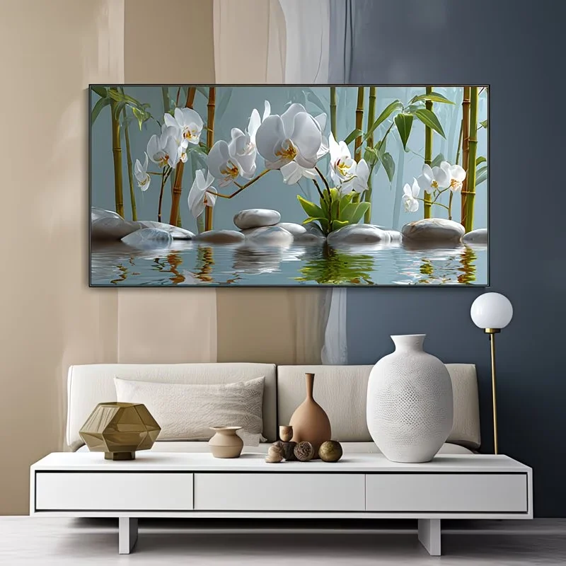 White Magnolia Bamboo Landscape DIY Diamond Painting Cross Stitch Full Square Round Diamond Mosaic New Collection Home Decor