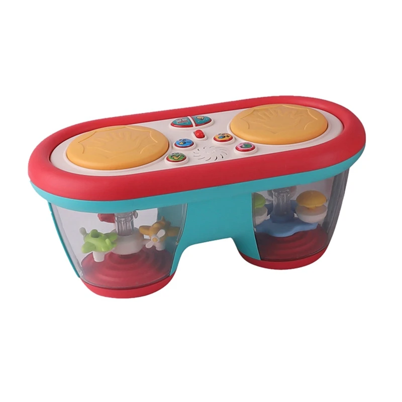 1 Stück Baby Musical Drum Toy mit rotierenden Lichtern und Sounds, Kunststoff Farbwechsel Nachtlicht Drum Projektor mit Musik für Kinder