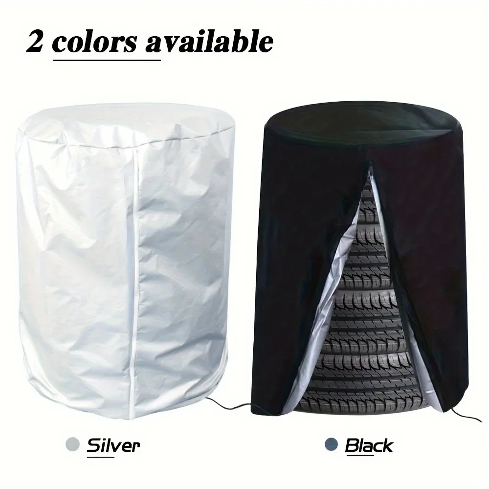 Car Spare Tire Cover 4 Tires Capacity Storage Bag Waterproof Dust proof 210D Polyester Big Capacity Outdoor Tire Cover