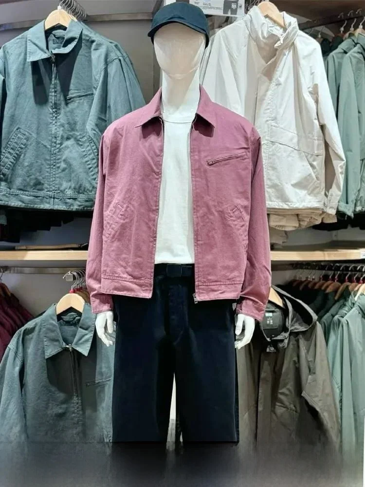 

Осенняя мужская повседневная уличная рабочая одежда с воротником, джинсовая куртка, винтажная длинная свековая подставка, универсальная ex Jaet