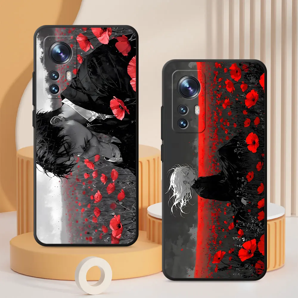 Coque de protection noire en TPU Red Flower Field Sorrow Bloom pour Xiaomi Mi 15T 14T 9 13T 10T 11 Lite 5G NE 11T Pro