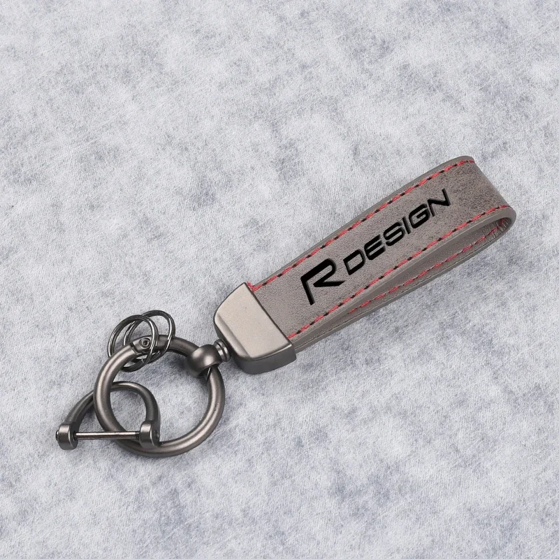 سلسلة مفاتيح جلدية عصرية فاخرة 360 درجة دوارة حدوة الحصان حلقات المفاتيح اكسسوارات السيارات لفولفو R تصميم مع شعار RDESIGN سيارة #3