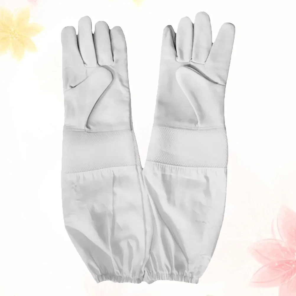 

1 Pair Beekeeping Gloves Premium Goatskin Beekeeper's Glove Long Protective Gloves Size XL (White)