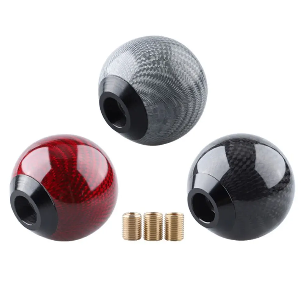 Universal Car Gear Shift Knob Car Gear Shift Knob Shifter Lever Round Ball Shape Carbon Fiber Acrylic Transparent Packaging