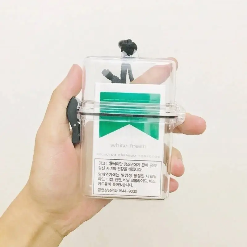 Transparent Waterproof Clear Cigarette Case Box Neck-Hung Portable Plastic Lipstick Lighter Card Storage Box Holder With Lanyard