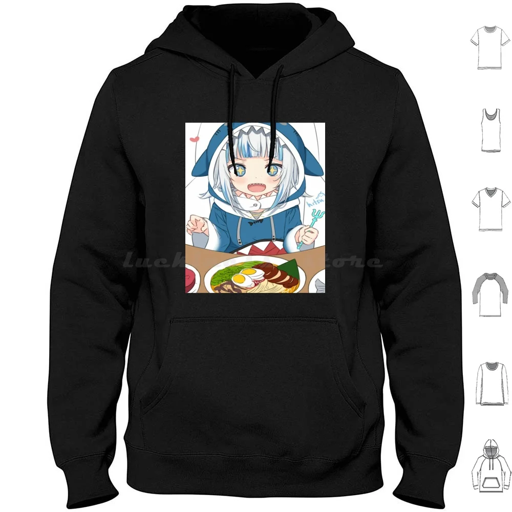 Gawr Gura-Hololive En Hoodies Long Sleeve Anime Manga Game Hololive En Super Chibi Kawaii One Dragon Piece Ball Sword