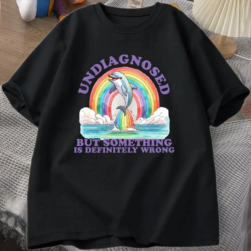 غير تشخيص ولكن شيء خاطئ بالتأكيد تي شيرت ملابس حريمي عتيقة صيفية بأكمام قصيرة تي شيرت فضفاض