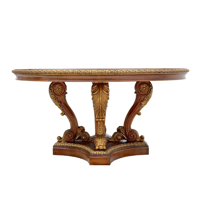 

Neoclassical French rose series European round dining table European round dining table and chair combination furniture