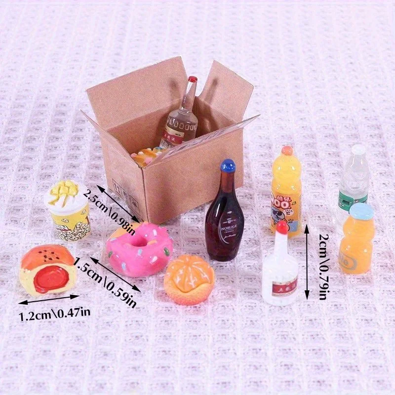 Mini Express Box Mini Food and Beverage Set - Plastic Toys Kitchen Toys - 1:12 Doll House Supermarket Snacks.