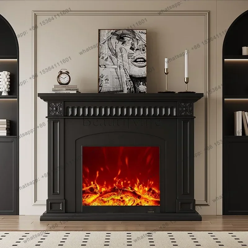 LJY Natural Retro Living Room Fireplace Black Cozy Narrow Corner Living Room Cabinets Luxury Decoration Mueble Salon Furniture H