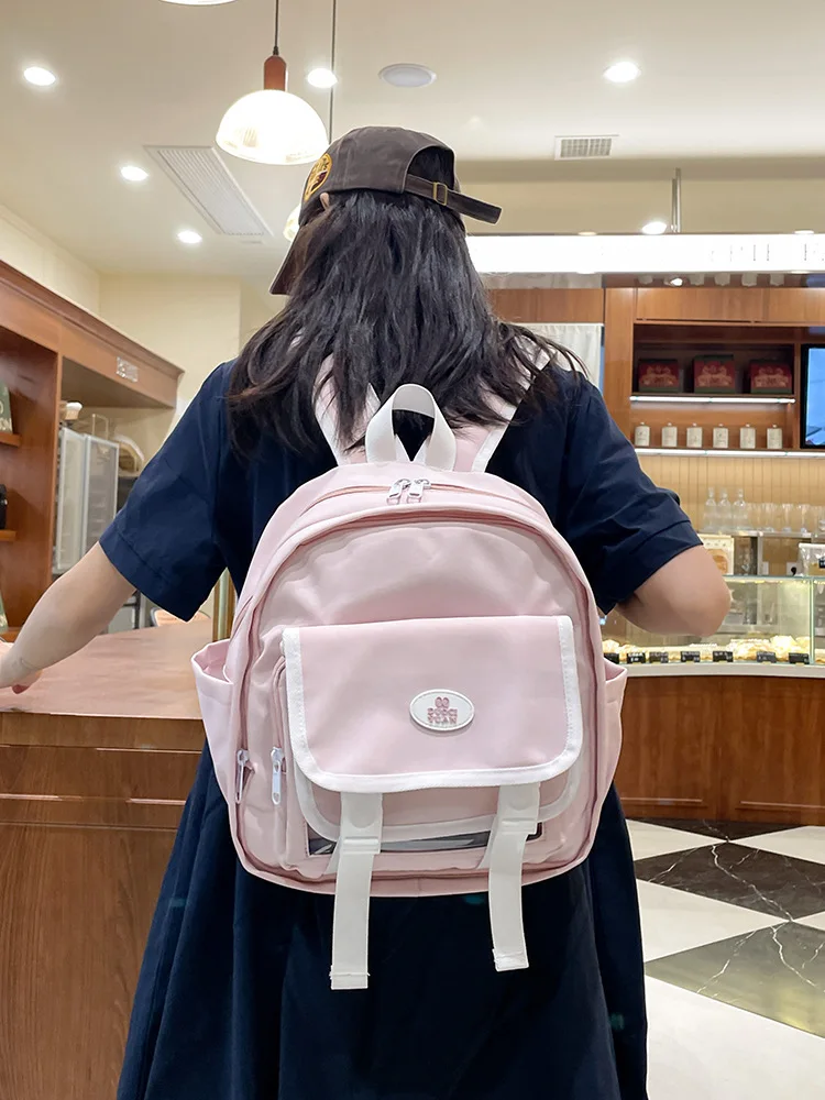 Collage Style School Bag For Teenage Girl Itabag Kawaii Backpack Transparent Love Heart JK Back pack Women New 2024 Laptop Bag