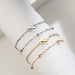 New Fashion A-Z Letter Double Layer Bracelets Simple Stainless Steel Gold Silver Color Initials Bracelet for Women Birthday Gift