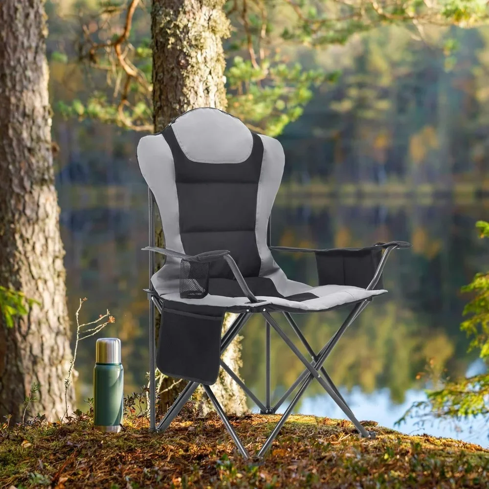 Camping Chair 2-Pack, Heavy Crowd, Outdoor Folding Camping Chair with Cup Holder & Cooler Bag, Outdoors, Up to 300 lbs