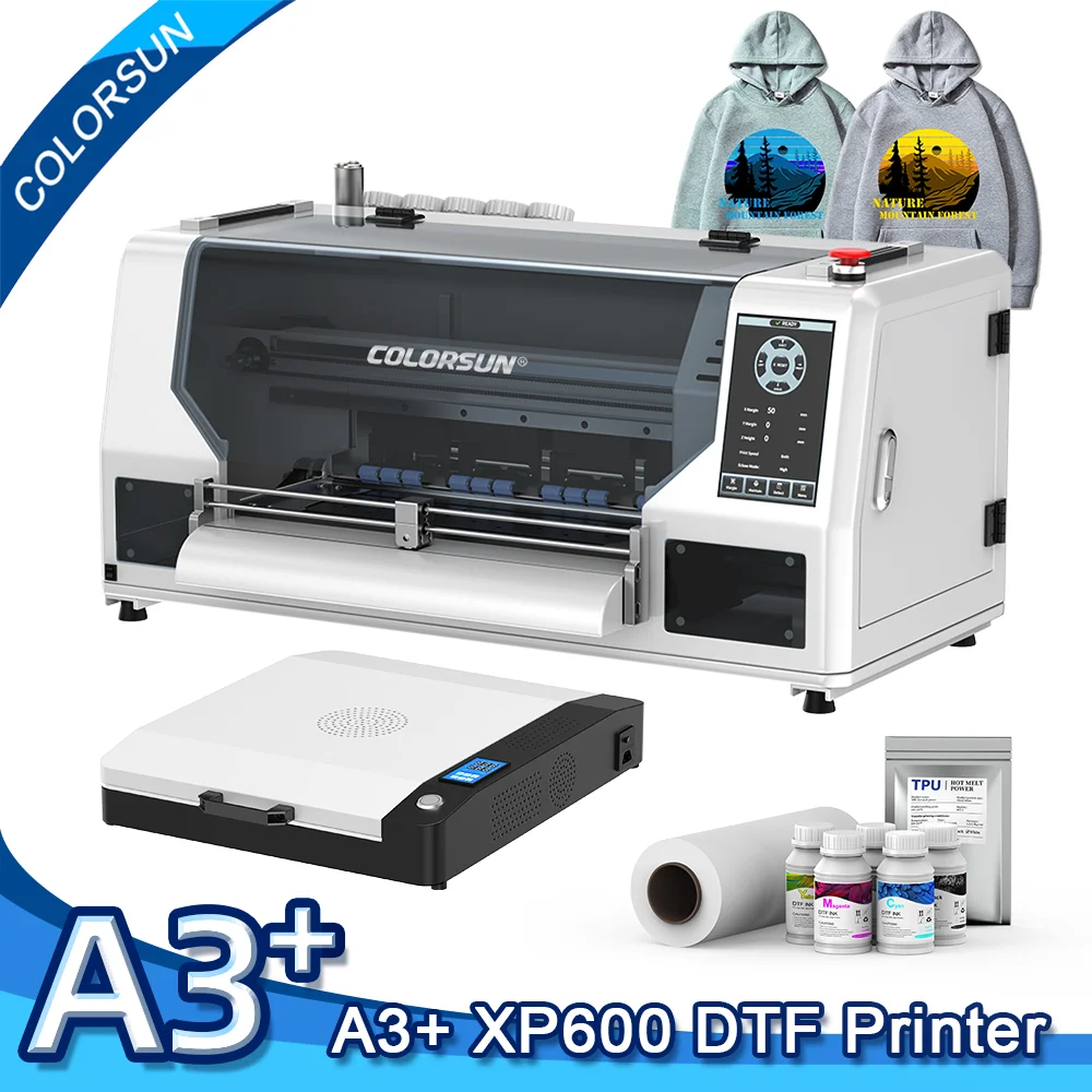 Colorsun A3 DTF Printing Machine DTF Printer Dual Head XP600 Professional T-Shirt Printers for Textile Printing on T-Shirts Bags