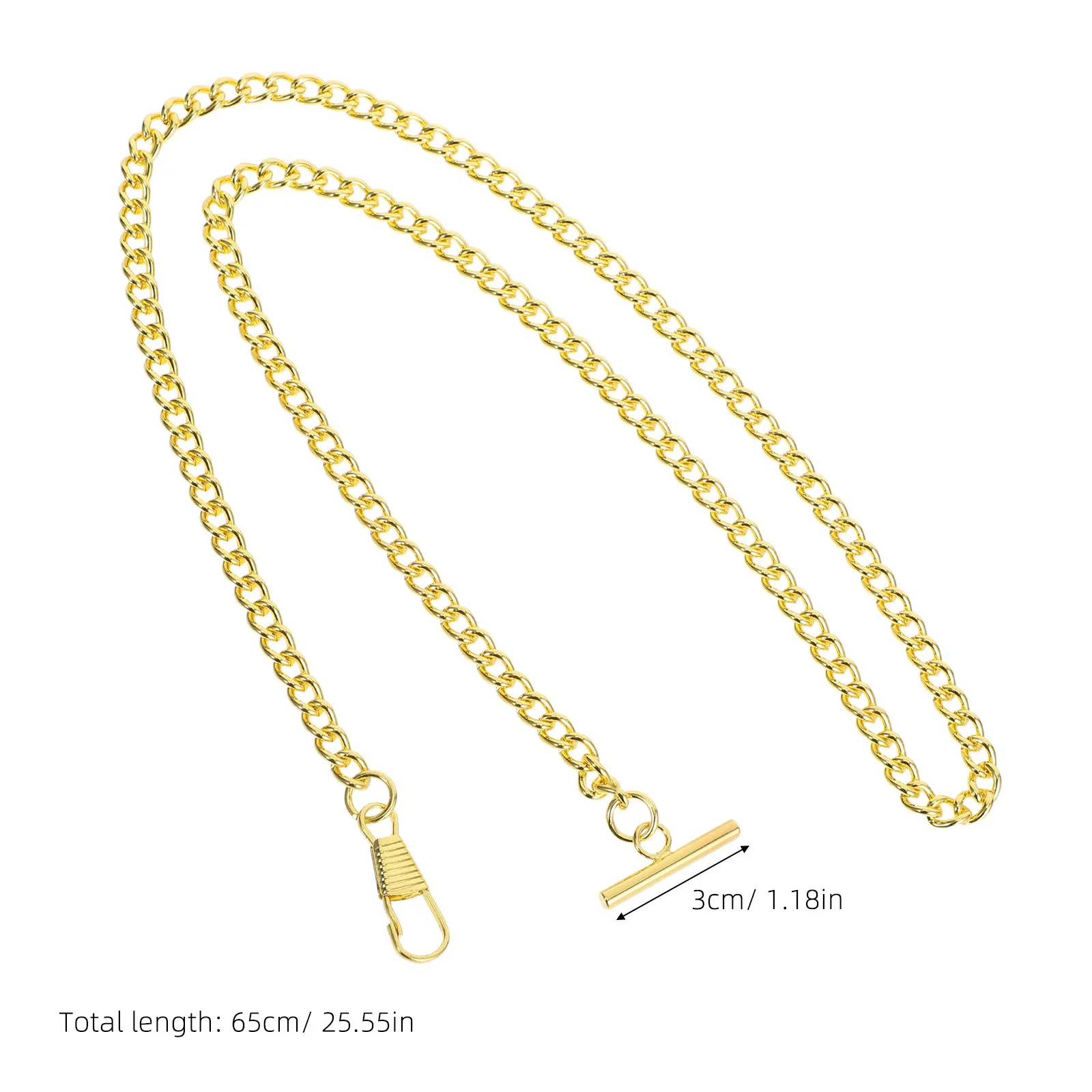 65Cm High Quality Metal Pocket Watch Chain Vintage T Bar Style for Pocket Watch Holder Belt Clip Key Chain Retro Gift for Him