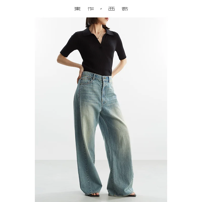 

Essential for Pear-Shaped Body~ High-Waisted Slimming and Leg-Lengthening Casual Jeans, Cotton and Linen, Flesh-Covering Wide-Leg Pants, New for Autumn and Winter 2025